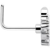 20G 7mm Clear CZ Gem Morning Leaves L Shape Nose Ring