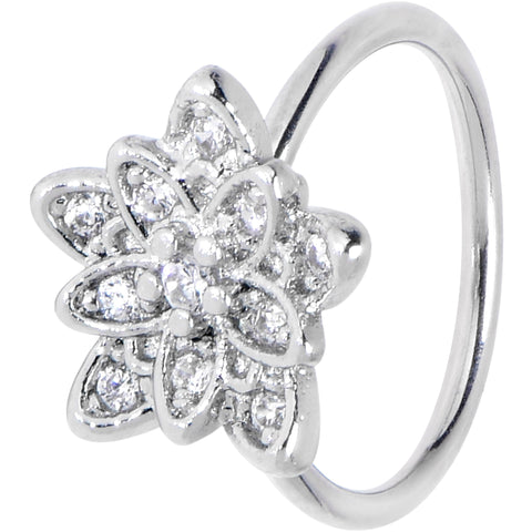20G 5/16 Clear CZ Gem Snowflake Flower Nose Hoop