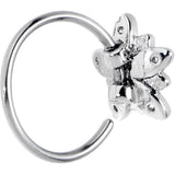 20G 5/16 Pink Clear CZ Gem Snowflake Flower Nose Hoop