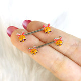 14G 9/16 Holiday Bell Bling Barbell Nipple Ring Set