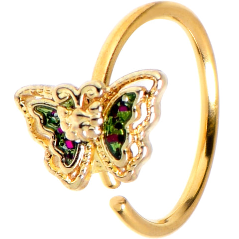 20G 5/16 Vitrail Gem Gold Tone Classic Butterfly Nose Hoop