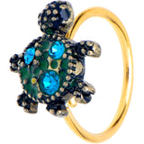 20G 5/16 Blue Gem Gold Tone Sweet Sea Turtle Nose Hoop