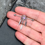14G Aurora CZ Gem  Dreamcatcher Dangle Industrial Barbell 38mm