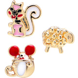 20G 7mm Gold Tone Pretty Critters L Shape Nose Ring Set of 3