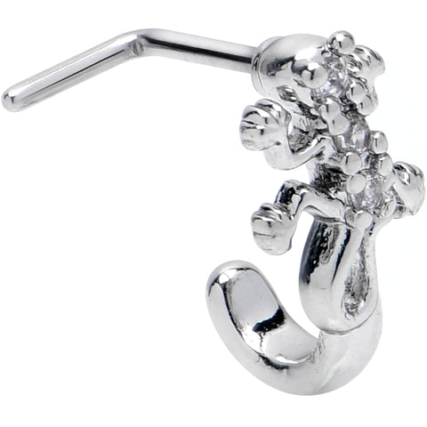 20G 7mm Clear CZ Gem Love Lizard Faux Hoop L Shape Nose Ring
