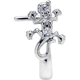 20G 7mm Clear CZ Gem Love Lizard Faux Hoop L Shape Nose Ring