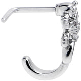 20G 7mm Clear CZ Gem Love Lizard Faux Hoop L Shape Nose Ring