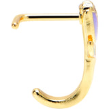 20G 7mm Gold Tone Purple Tulip Flower Faux Hoop L Shape Nose Ring