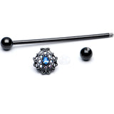 14G Blue Aurora Gem Black Night Blossom Industrial Barbell 38mm