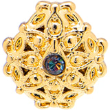 20G 7mm Vitrail Gem Gold Tone Blossom Bloom L Shape Nose Ring