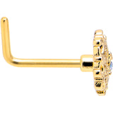 20G 7mm Vitrail Gem Gold Tone Blossom Bloom L Shape Nose Ring