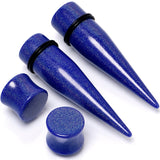 Blue Acrylic Shimmer Finish Taper Saddle Plug Set 6mm to 20mm Sizes