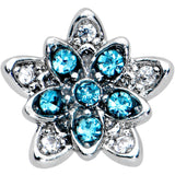 20G 7mm Blue CZ Gem Snowflake Flower Left Side Nose Screw