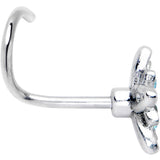 20G 7mm Blue CZ Gem Snowflake Flower Left Side Nose Screw