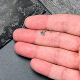 20G 7mm Blue CZ Gem Snowflake Flower Left Side Nose Screw