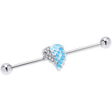14G Blue Heavenly Heart Angel Wings Industrial Barbell 38mm