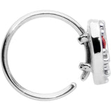 20G 5/16 Red CZ Gem Lattice Heart Nose Hoop