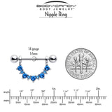 14G 9/16 Blue CZ Gem December Birthstone Dangle Nipple Shield Set