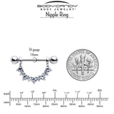 14G 9/16 Clear CZ Gem April Birthstone Dangle Nipple Shield Set