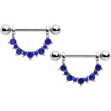 14G 9/16 Blue CZ Gem September Birthstone Dangle Nipple Shield Set