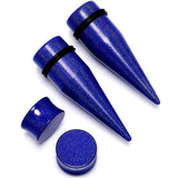 Blue Acrylic Shimmer Finish Taper Saddle Plug Set 6mm to 20mm Sizes