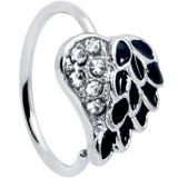 20G 5/16 Clear Gem Heavenly Heart Angel Wing Black Nose Hoop