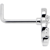 20G 7mm Clear CZ Gem Butterfly Rose Flower Purple L Shape Nose Ring