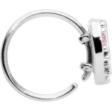 20G 5/16 Pink CZ Gem Lattice Heart Nose Hoop