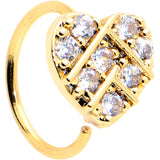 20G 5/16 Clear CZ Gem Gold Tone Lattice Heart Nose Hoop