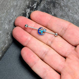 14G Blue CZ Gem Butterfly Love Heart Industrial Barbell 38mm
