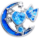 20G 7mm Blue CZ Gem Moon Butterfly Love Heart L Shape Nose Ring