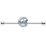 14G Blue Gem Lunar Dragonfly Industrial Barbell 38mm