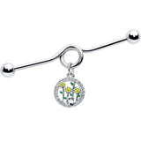 14G Clear Gem Cat Yellow Flowers Dangle Project Bar 38mm