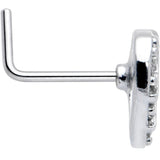 20G 7mm Clear CZ Gem Lattice Heart L Shape Nose Ring
