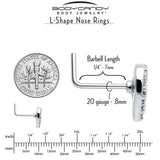 20G 7mm Clear CZ Gem Lattice Heart L Shape Nose Ring