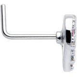 20G 7mm Pink CZ Gem Lattice Heart L Shape Nose Ring