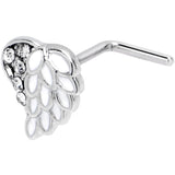 20G 7mm White Heavenly Heart Angel Wing L Shape Nose Ring