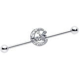 14G Clear Gem Lunar Dragonfly Industrial Barbell 38mm