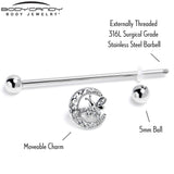 14G Clear Gem Lunar Dragonfly Industrial Barbell 38mm