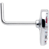 20G 7mm Red CZ Gem Lattice Heart L Shape Nose Ring