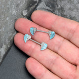 14G 9/16 Blue Heavenly Heart Angel Wings Barbell Nipple Ring Set