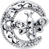 20G 7mm Clear Gem Lunar Dragonfly L Shape Nose Ring