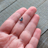 20G 7mm Blue Gem Fancy Fab Butterfly L Shape Nose Ring