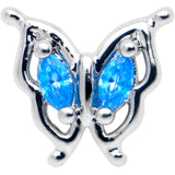 20G 7mm Blue Gem Fancy Fab Butterfly L Shape Nose Ring