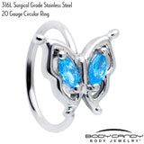 20G 5/16 Blue Gem Fancy Fab Butterfly Nose Hoop