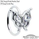 20G 5/16 Clear Gem Fancy Fab Butterfly Nose Hoop