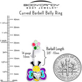 Clear CZ Gem Butterfly Love Bug Heart Flower Double Mount Belly Ring