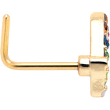 20G 7mm Red Blue Gem Gold Tone Butterfly L Shape Nose Ring