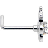 20G 7mm Clear CZ Gem Butterfly Love Bug L Shape Nose Ring