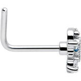 20G 7mm Blue Clear CZ Gem Heart Pair L Shape Nose Ring